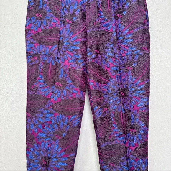 J.crew Womens 0 Midnight Jacquard Floral Slim Trouser In Purple - Picture 6 of 14
